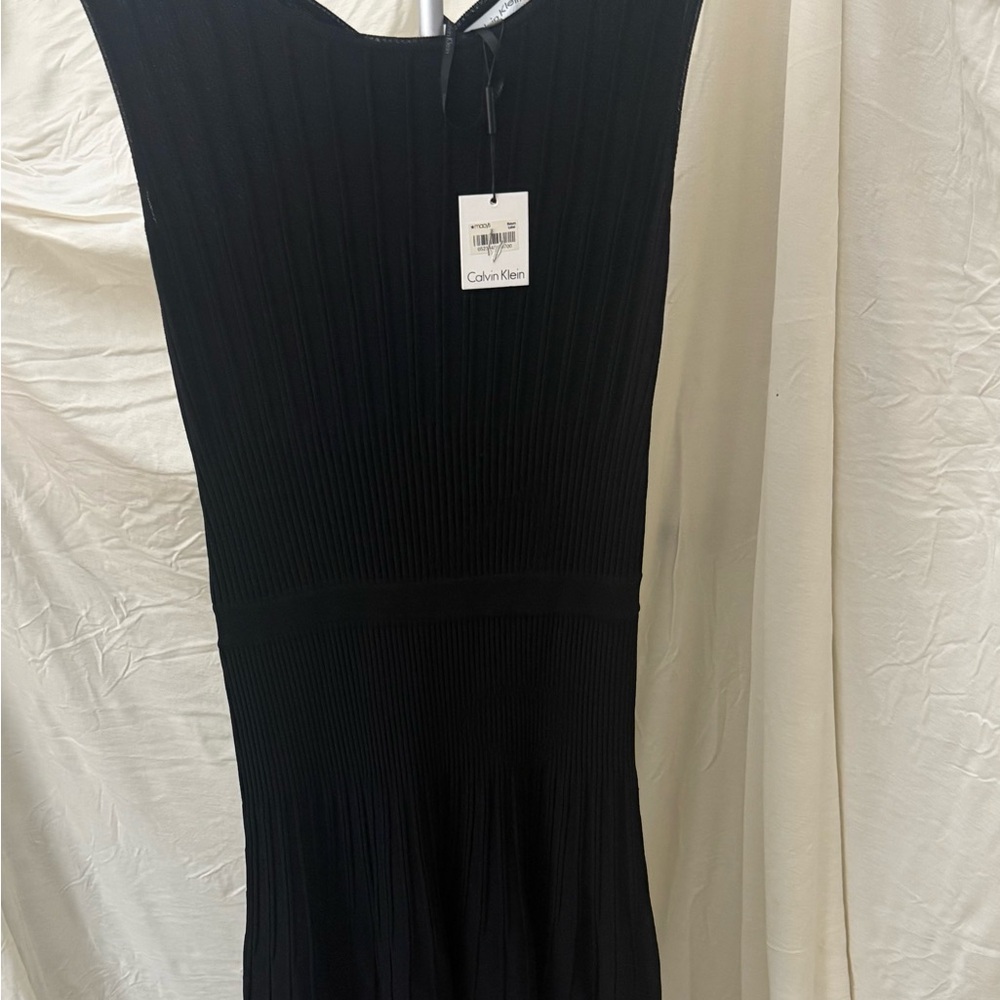 Calvin Klein Ribbed Black Midi Dress